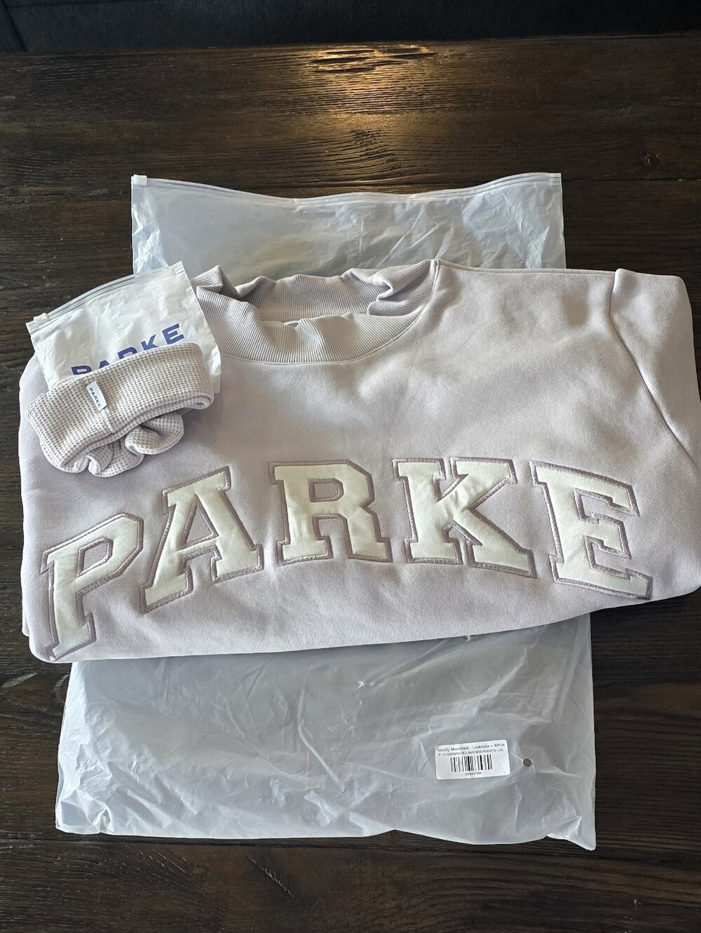 New PARKE Mockneck Lilac/white w Lavender Hair set L/XL *SOLD OUT EVERYWHERE*